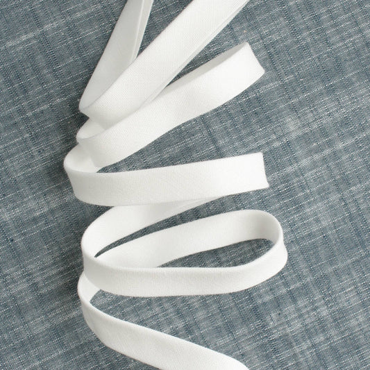 Bessie Pearl Binding Co-1/2" Double Fold Bias Binding - White Solid-trim-gather here online