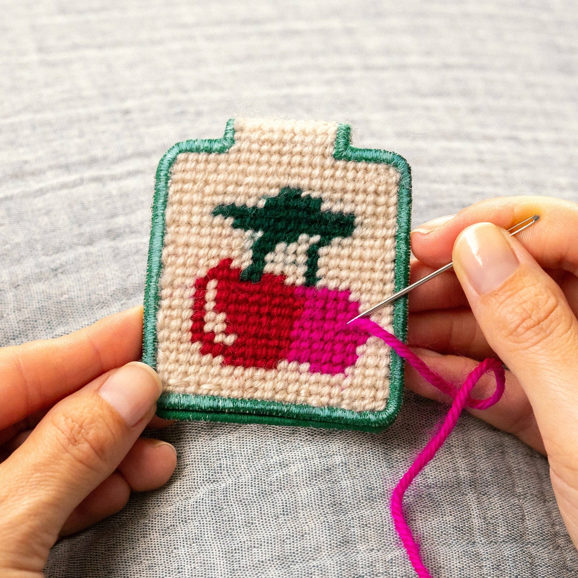 Lucky Feather-Needlepoint Keychain Kit - Cherries-xstitch kit-gather here online