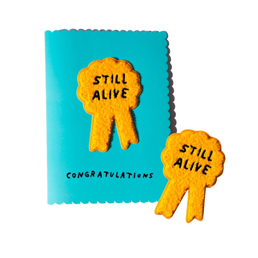 Third Drawer Down-Still Alive Chenille Adhesive Patch & Greeting Card-greeting card-gather here online