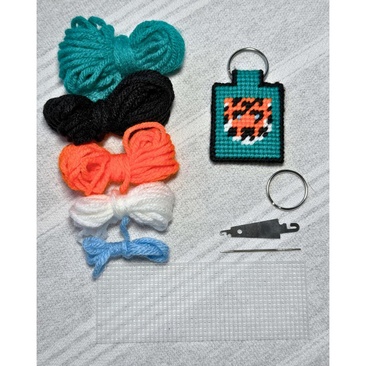 Just Stitching Away-Needlepoint Keychain Kit - Tiger-xstitch kit-gather here online