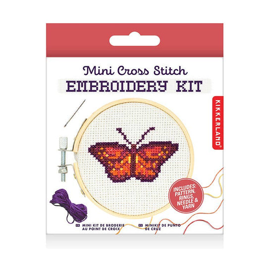 Kikkerland-Mini Cross Stitch Embroidery Kit - Butterfly-xstitch kit-gather here online