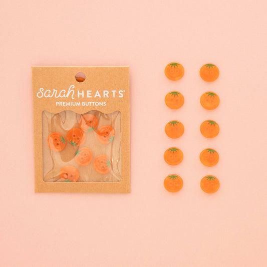 Sarah Hearts-Orange Heirloom Tomato Small 5/8" Buttons-button-gather here online