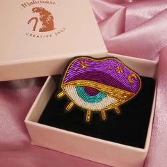 Malicieuse-Magic Eye Embroidered Pin-accessory-gather here online