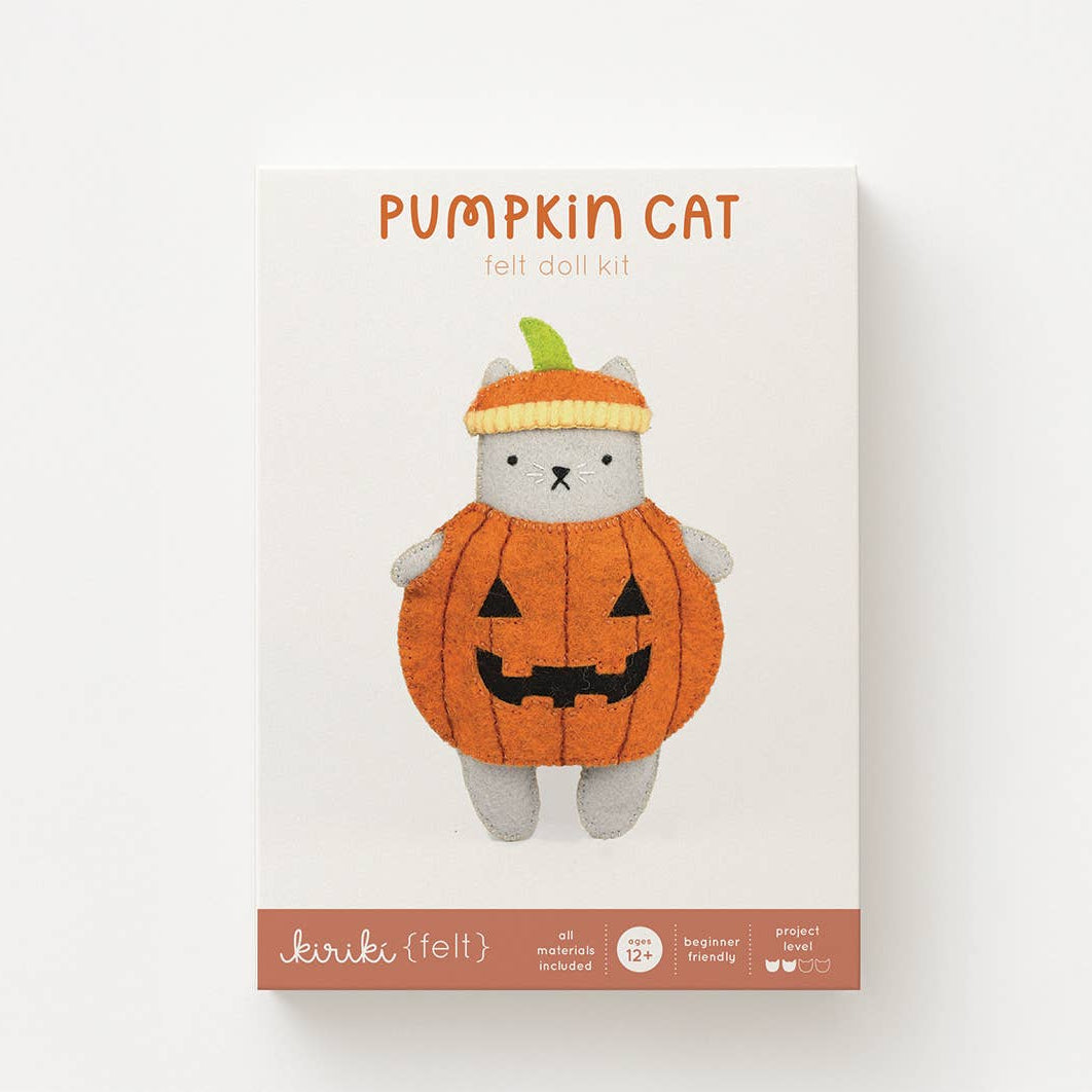 Kiriki Press-Pumpkin Cat Felt Doll Kit-embroidery kit-gather here online