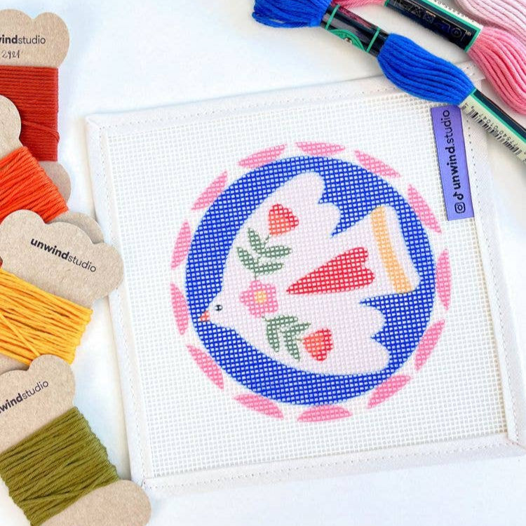Unwind Studio-Noon Folk Bird Needlepoint Ornament Kit-xstitch kit-gather here online