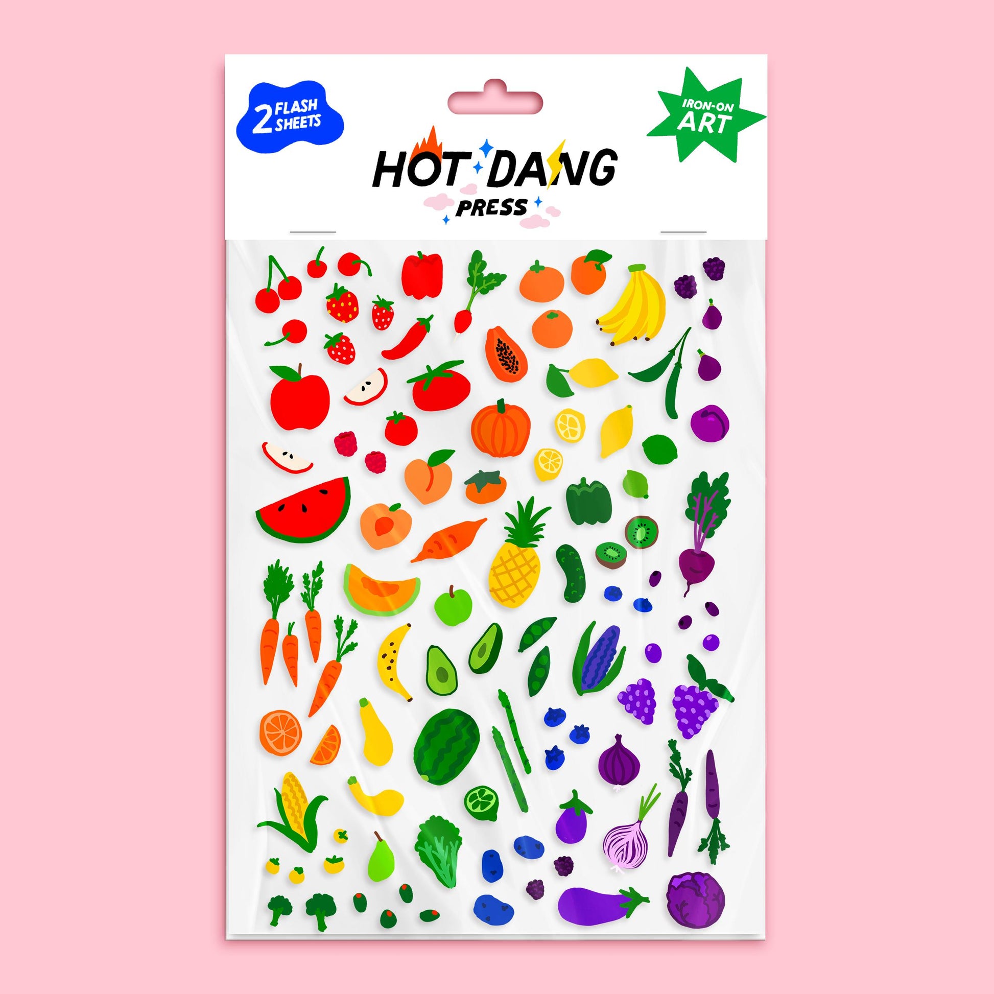 Hot Dang Press-Eat the Rainbow Iron-On Transfer Sheet Set-patches + pins-gather here online