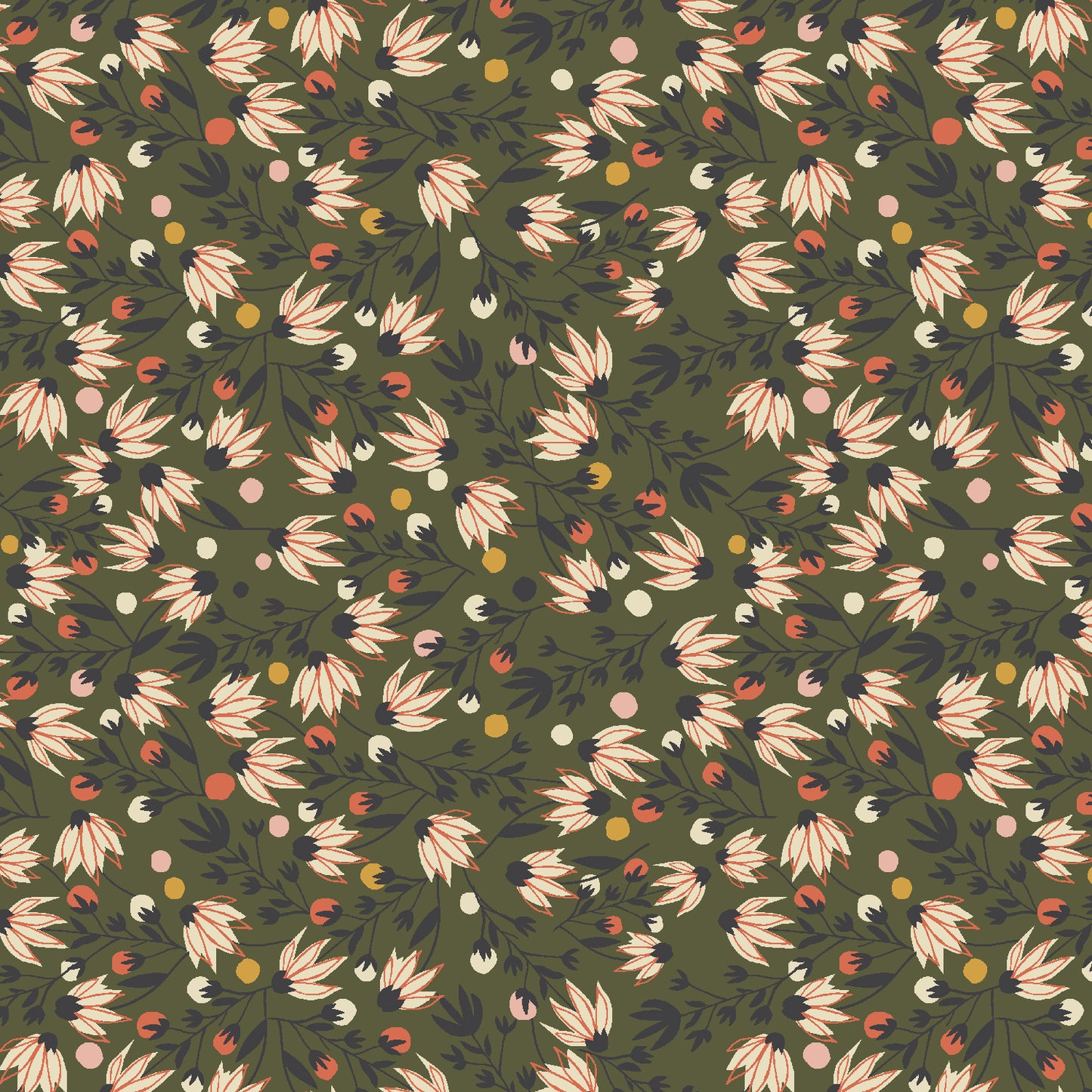 Cotton + Steel-Edge Flower Moss-fabric-gather here online