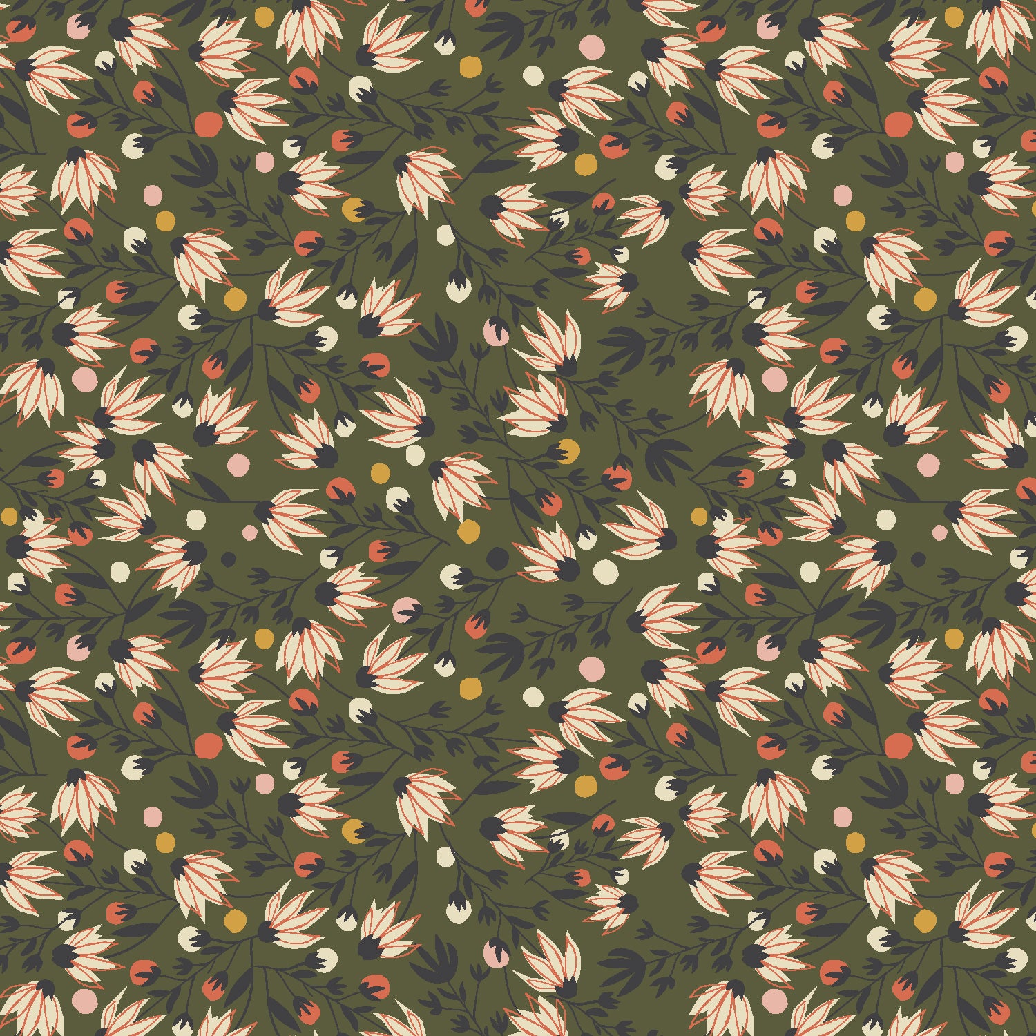 Cotton + Steel-Edge Flower Moss-fabric-gather here online