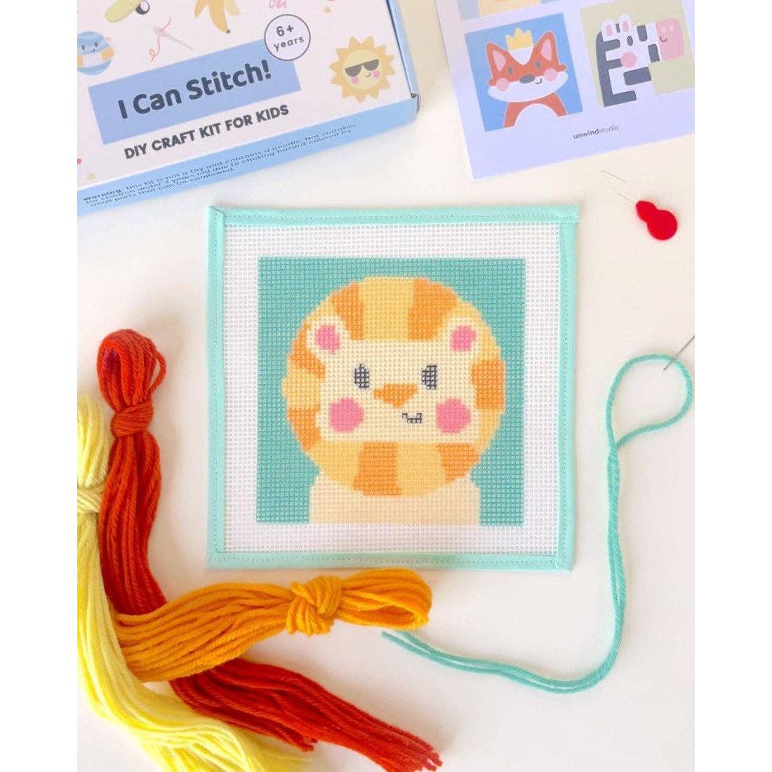 Unwind Studio-Leonardo the Lion - Needlepoint Kit for Kids-xstitch kit-gather here online