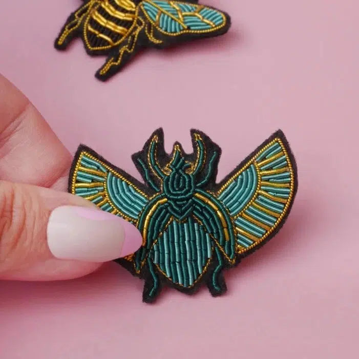 Malicieuse-Beetle Embroidered Pin-accessory-gather here online