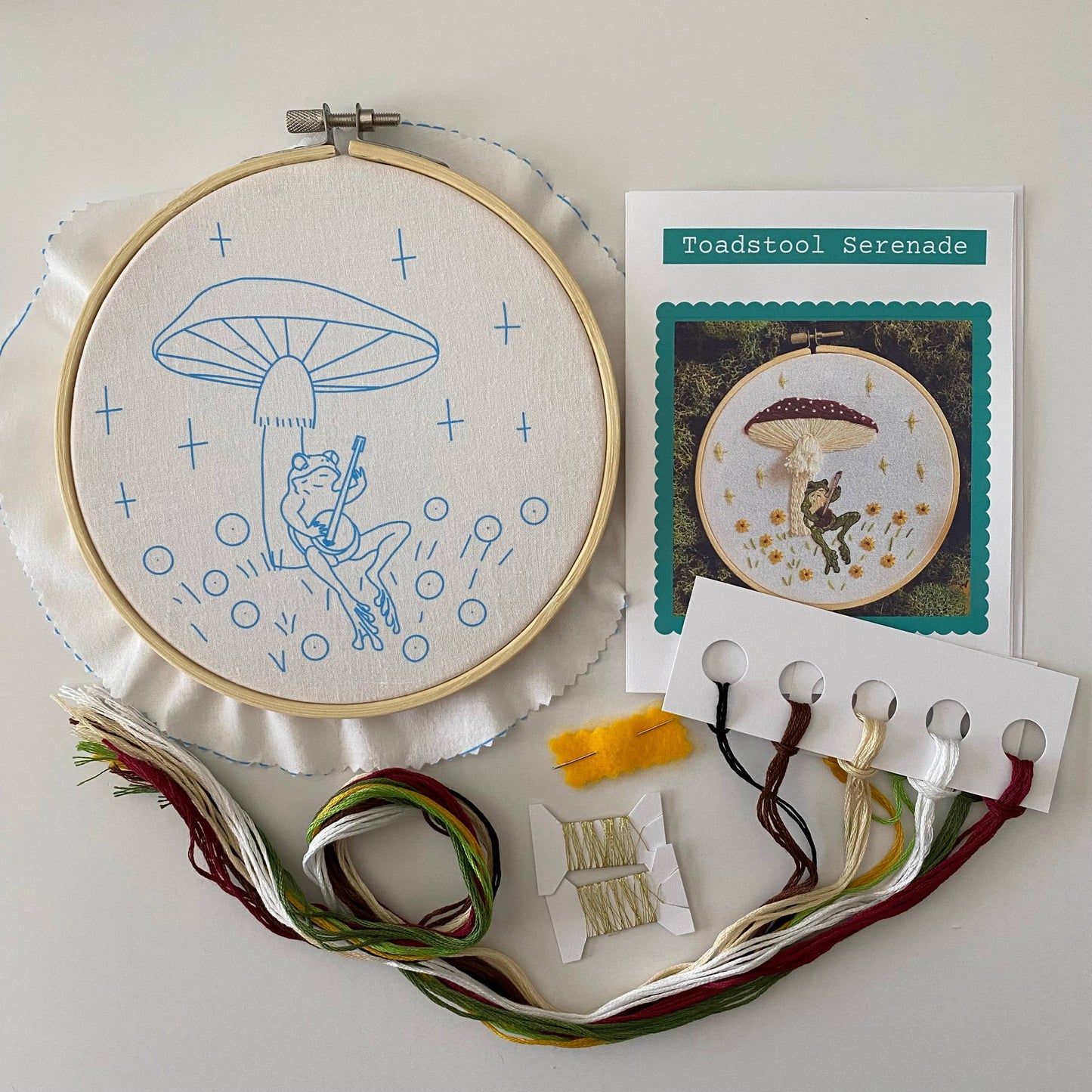 Stitches By Tiff-Toadstool Serenade Frog & Mushroom Embroidery Kit-embroidery kit-gather here online