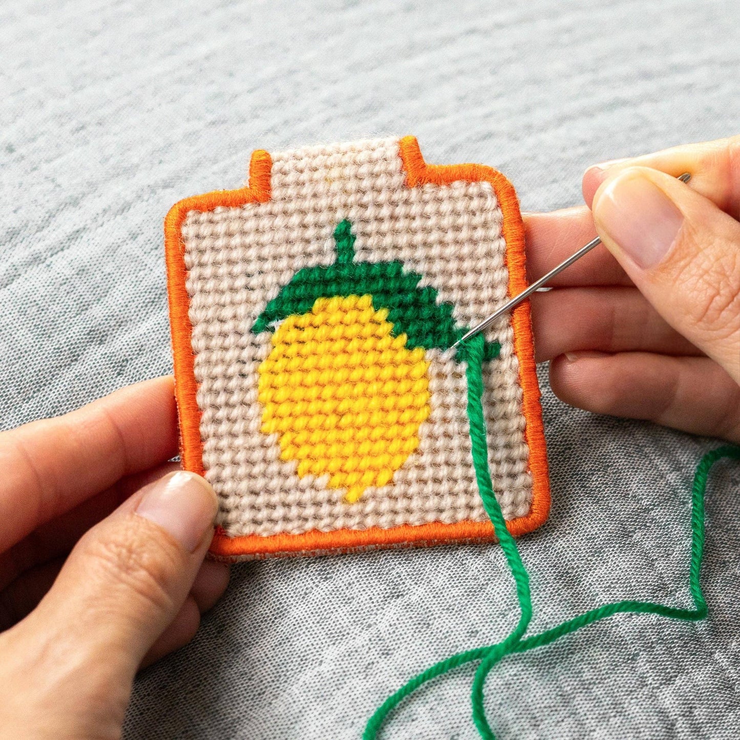 Lucky Feather-Needlepoint Keychain Kit - Lemon-xstitch kit-gather here online