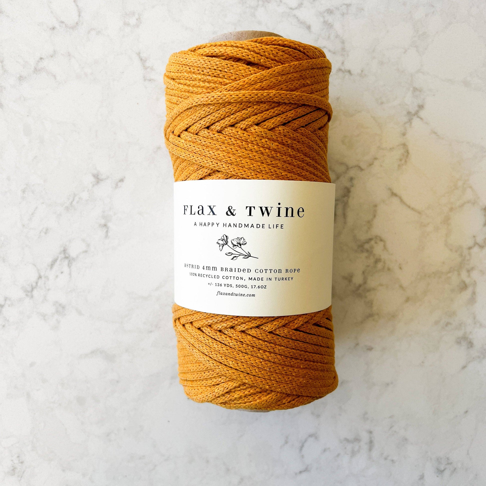 Flax & Twine-4mm Astrid Braided Cotton Rope-yarn-Goldenrod-gather here online