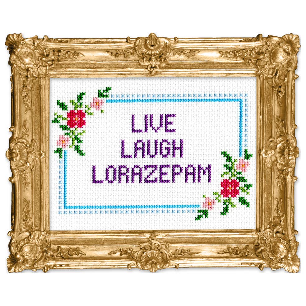 Subversive Cross Stitch-Live Laugh Lorazepam Deluxe Cross Stitch Kit-xstitch kit-gather here online
