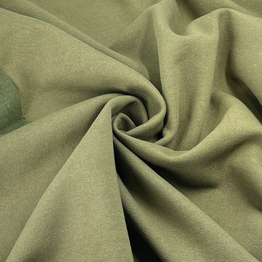 deadstock-12.5oz 3-End Cotton/Poly Sweatshirt Fleece - Olive Green-fabric-gather here online