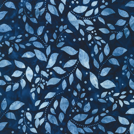 Artisan Batiks-Leafy Vines Blue-fabric-gather here online