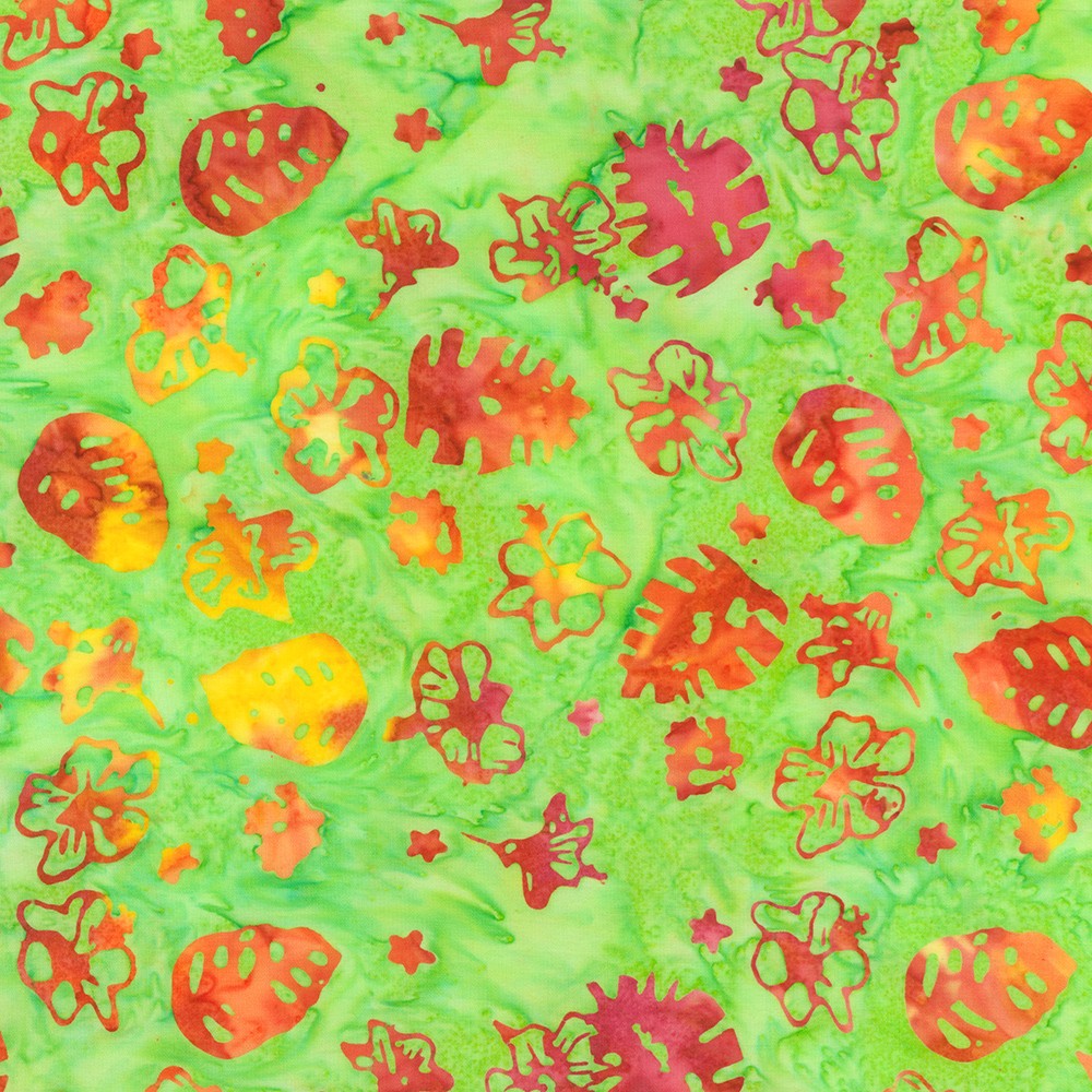 Robert Kaufman-Tropical Flowers Gecko-fabric-gather here online
