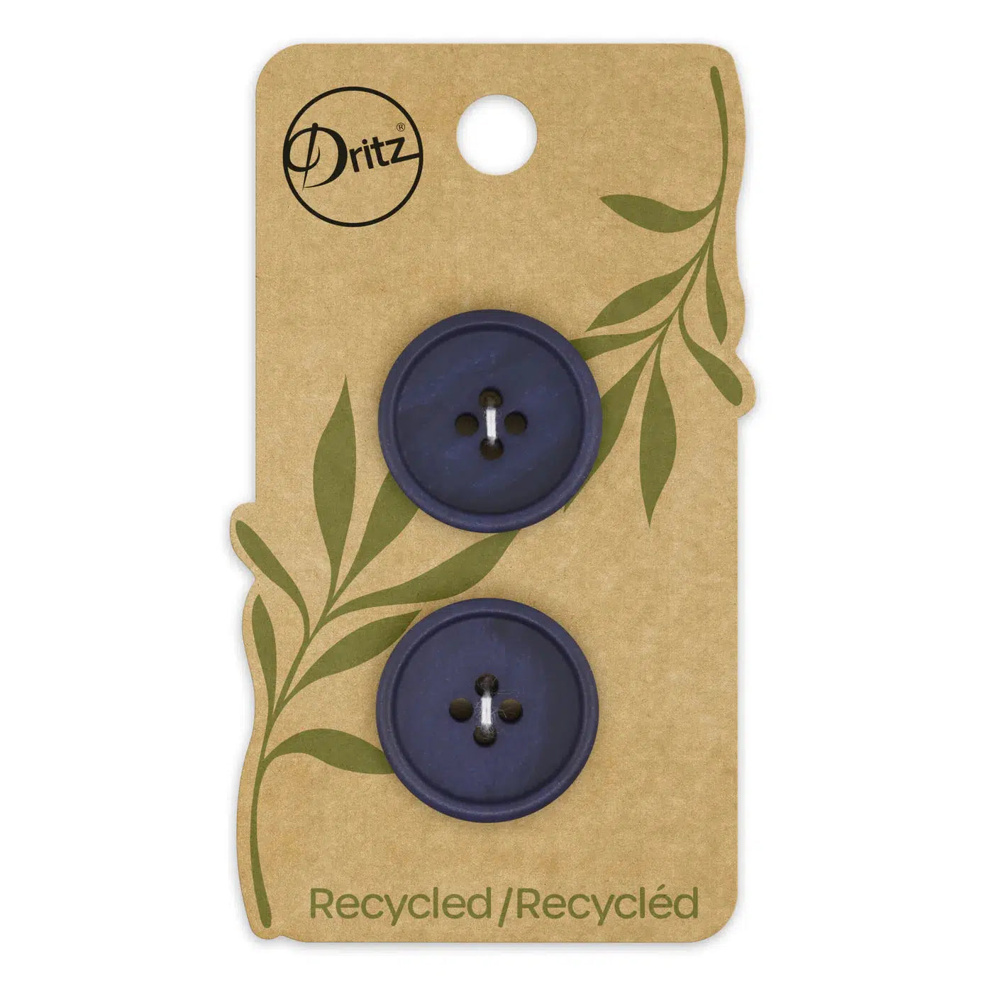 Dritz-23mm Recycled Paper Button Card - Dark Blue-button-gather here online