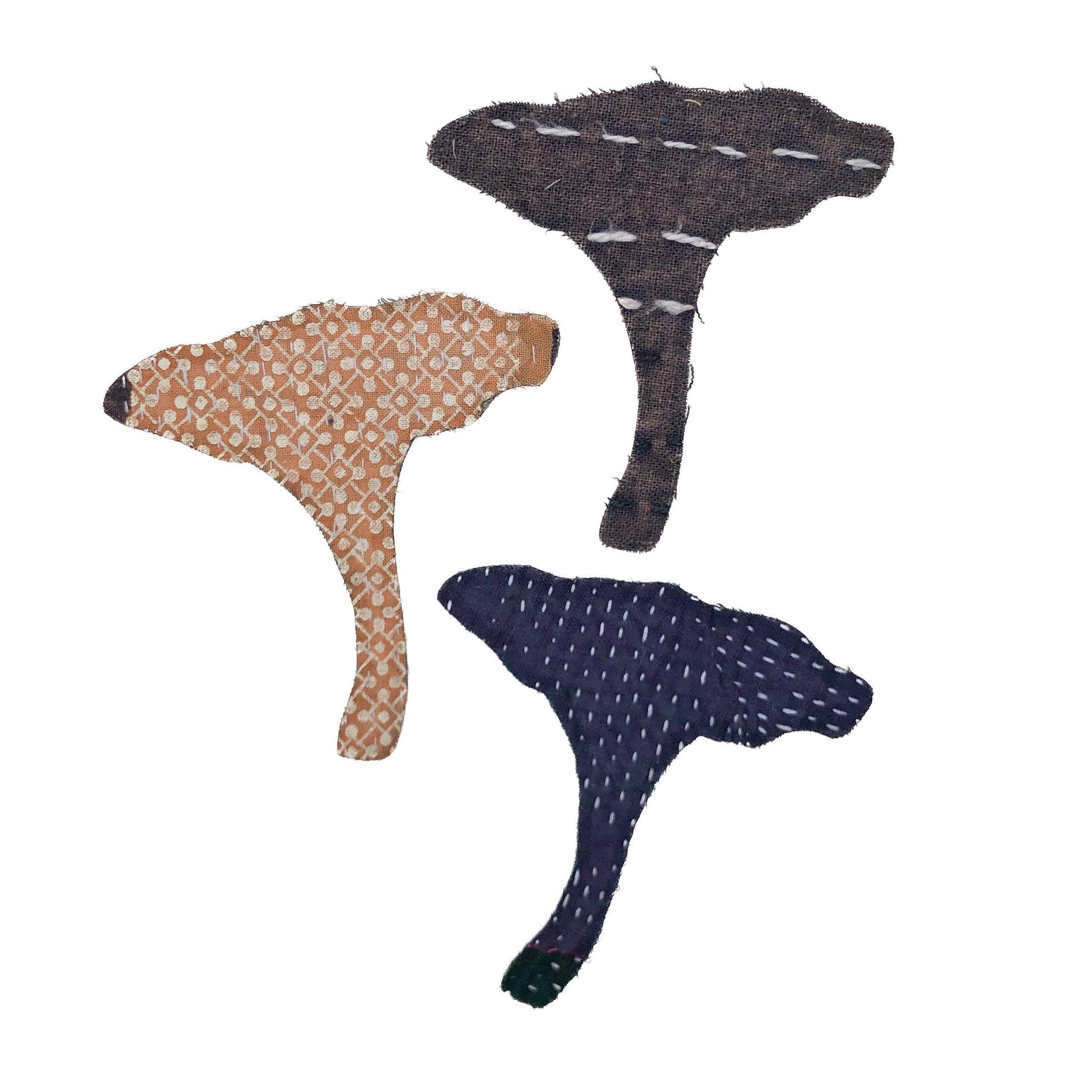 Otto Finn-Small Kantha Mushroom Iron-On Patch-patches + pins-gather here online