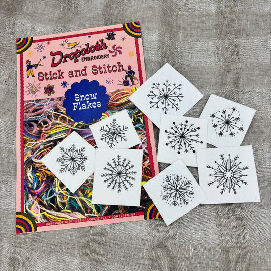Dropcloth Samplers-Snowflake Stick and Stitch Set-embroidery pattern-gather here online