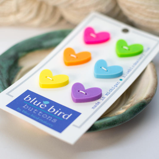 Blue Bird Makery-20mm Neon Rainbow Heart Buttons-button-gather here online