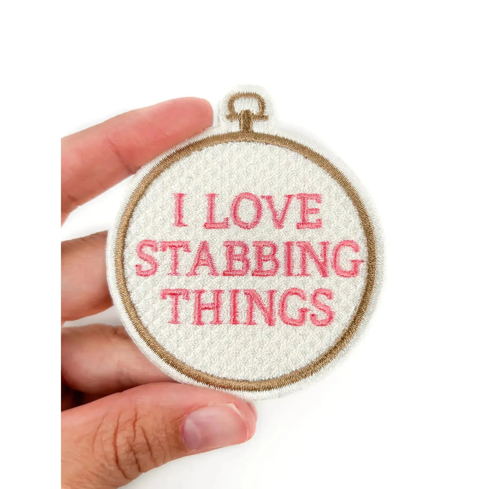 Field Trip Threads-I Love Stabbing Things Iron-On Patch-patches + pins-gather here online