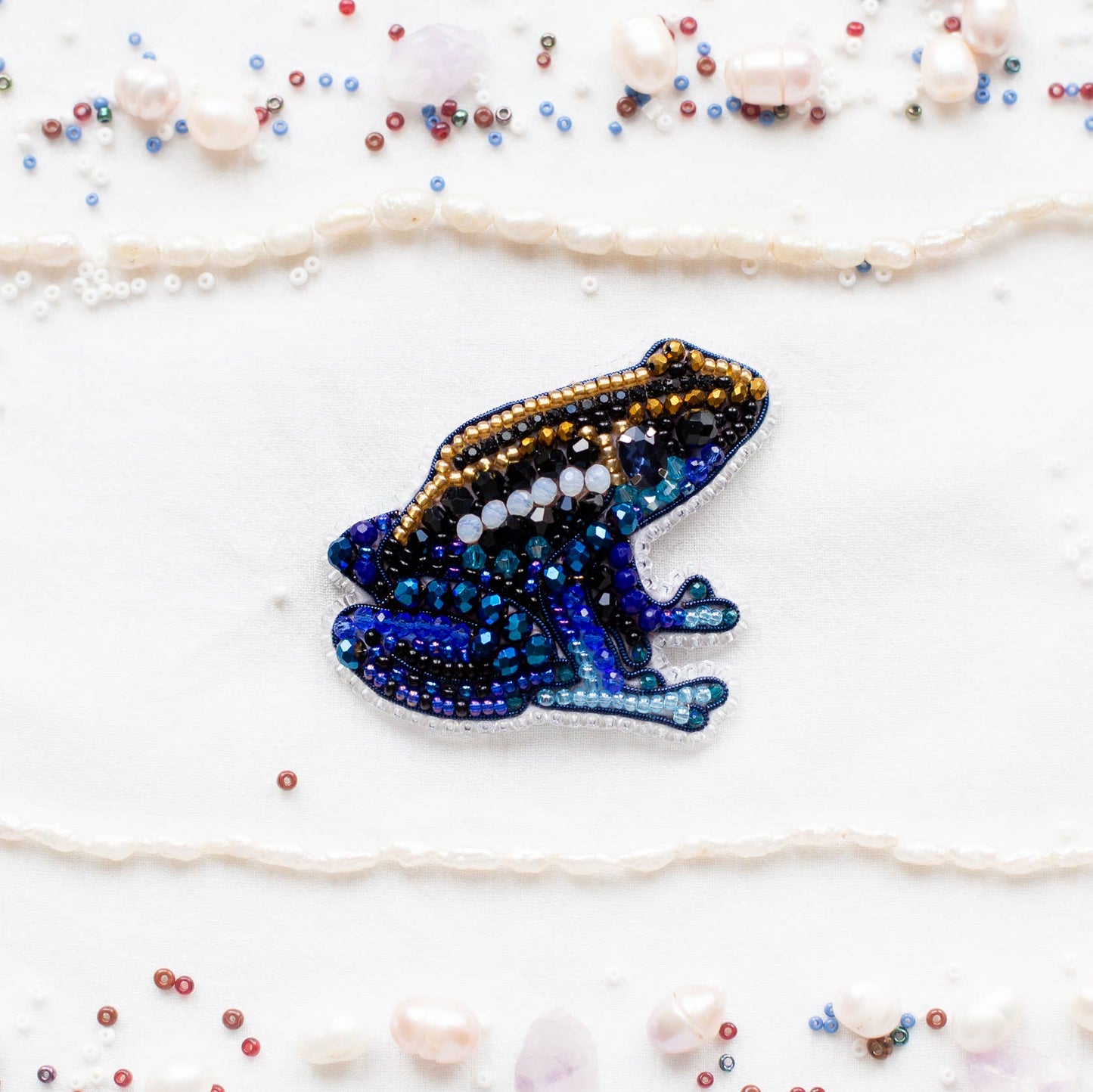 Bead Embroidery Kit: DIY Seed Bead Frog Brooch