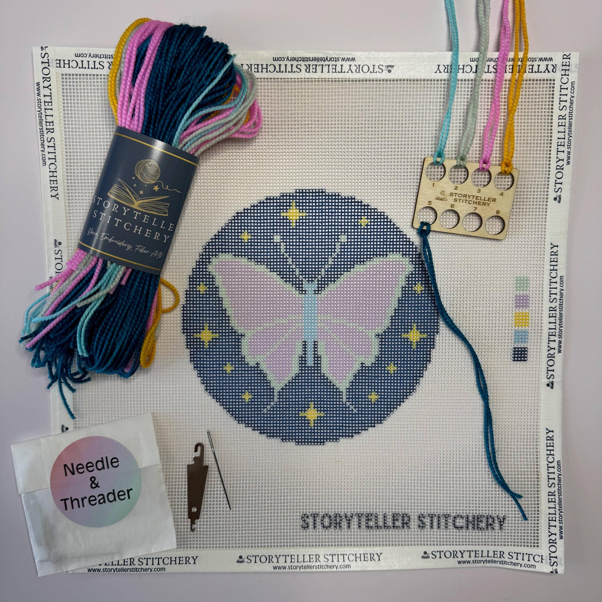 Storyteller Stitchery-Lunar Moth Needlepoint Kit-xstitch kit-gather here online