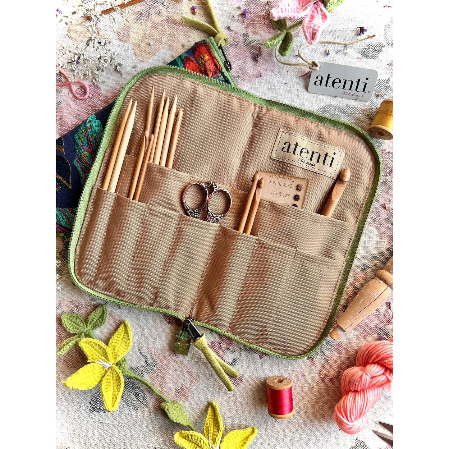 Atenti-Flora Needles, Hooks, and Tools Case-craft organizer-gather here online