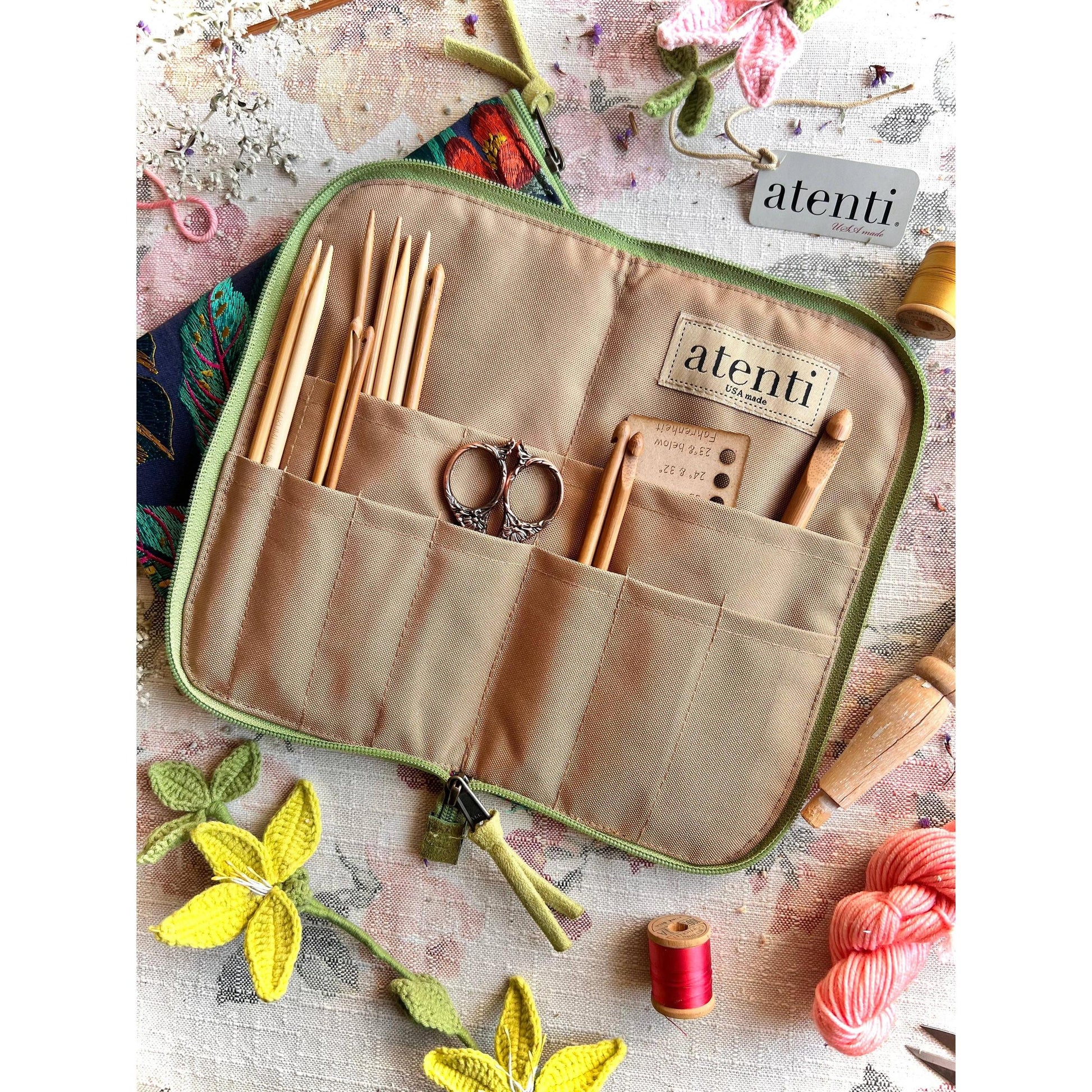Atenti-Flora Needles, Hooks, and Tools Case-craft organizer-gather here online