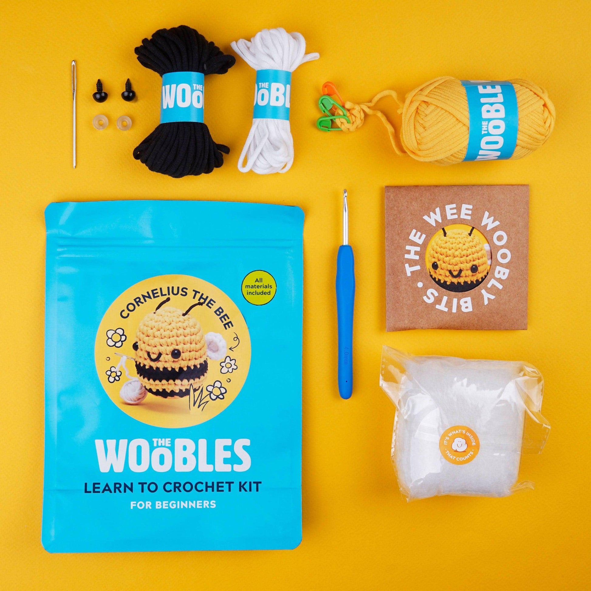 The Woobles-Cornelius the Bee-knitting / crochet kit-gather here online