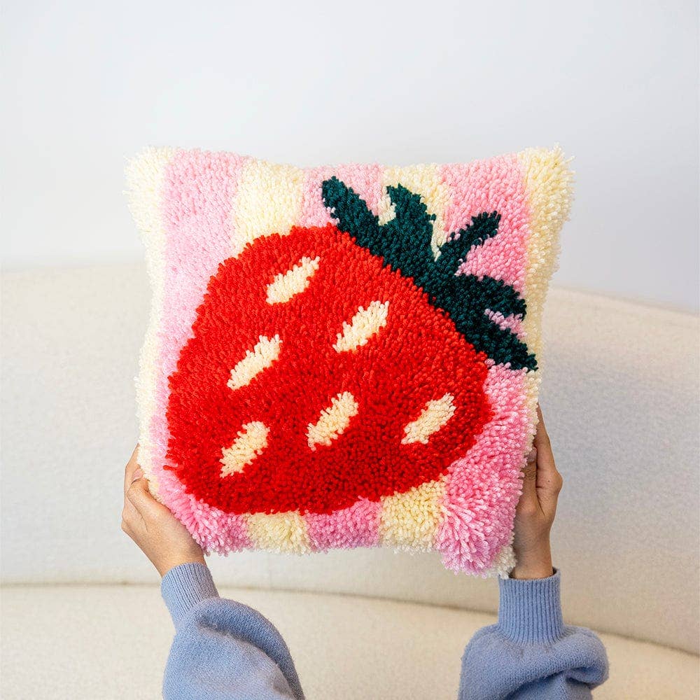 Craft Club-Strawberry Ripe Stripes - Latch Hook Cushion Kit-craft kit-gather here online