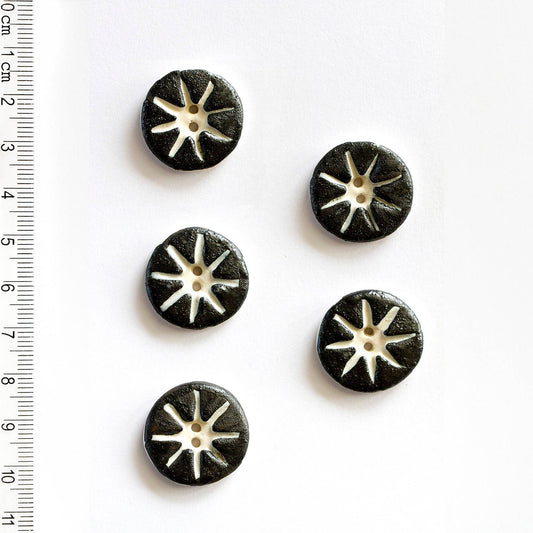 Incomparable Buttons-Star Pattern Black and White Buttons-button-gather here online