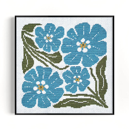 Budgiegoods-Forget Me Not Beginner Cross Stitch Kit-xstitch kit-gather here online