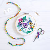 Antiquaria-Springtime Pansies Sampler 6" Embroidery Kit-embroidery kit-gather here online