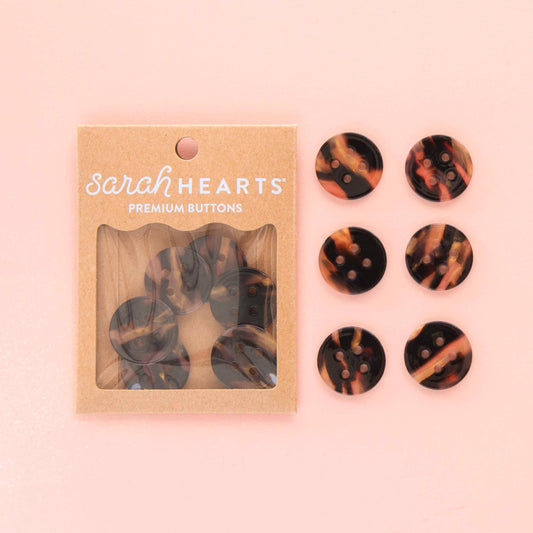 Sarah Hearts-Tortoise Shell Large 1" Buttons-button-gather here online