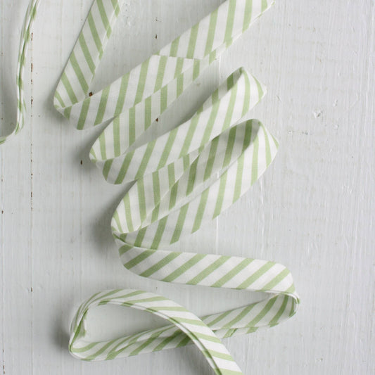 Bessie Pearl Binding Co-1/2" Double Fold Bias Binding - Sage Green Stripe-trim-gather here online