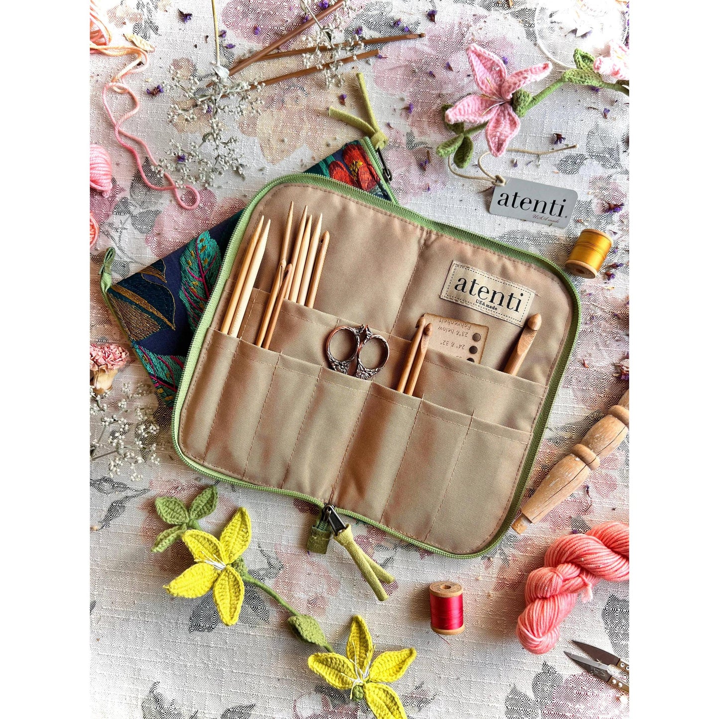 Atenti-Flora Needles, Hooks, and Tools Case-craft organizer-gather here online