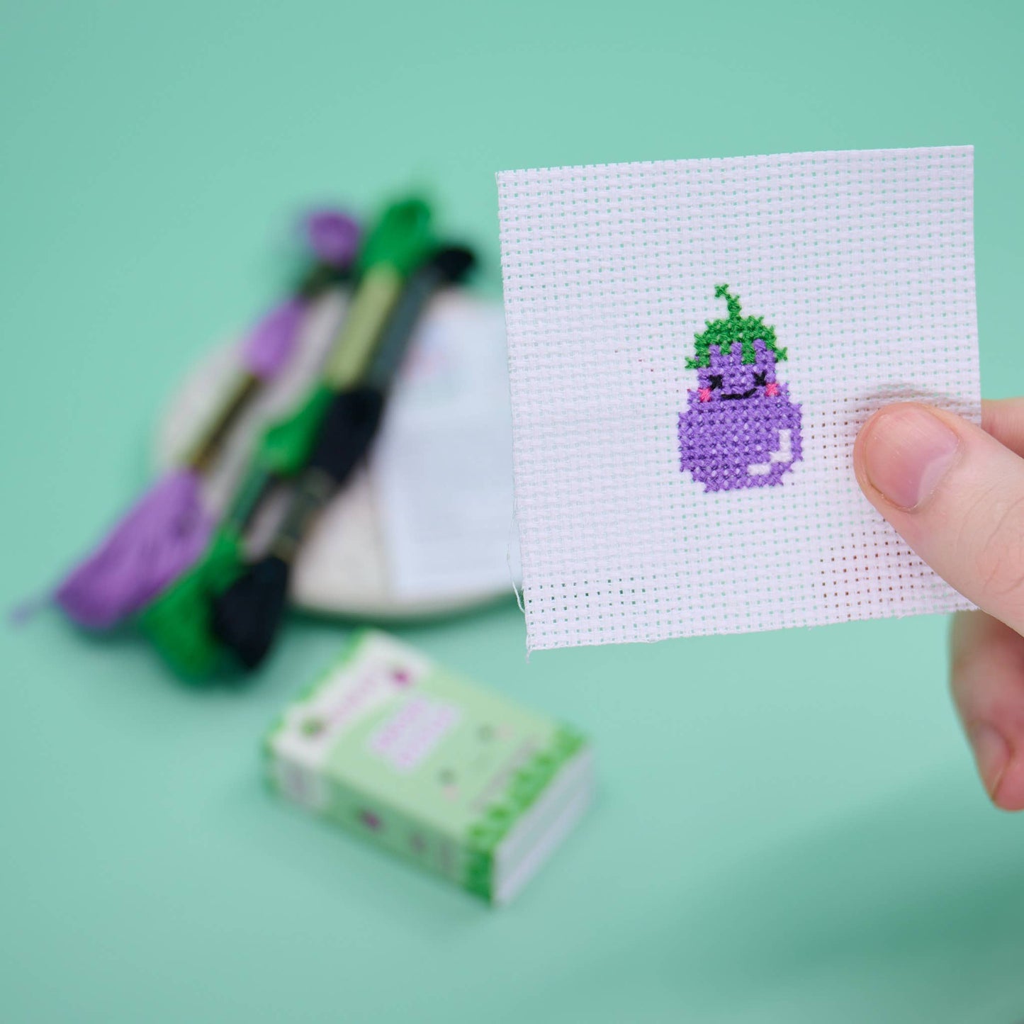 Marvling Bros Ltd-Kawaii Eggplant Mini Cross Stitch Kit-xstitch kit-gather here online