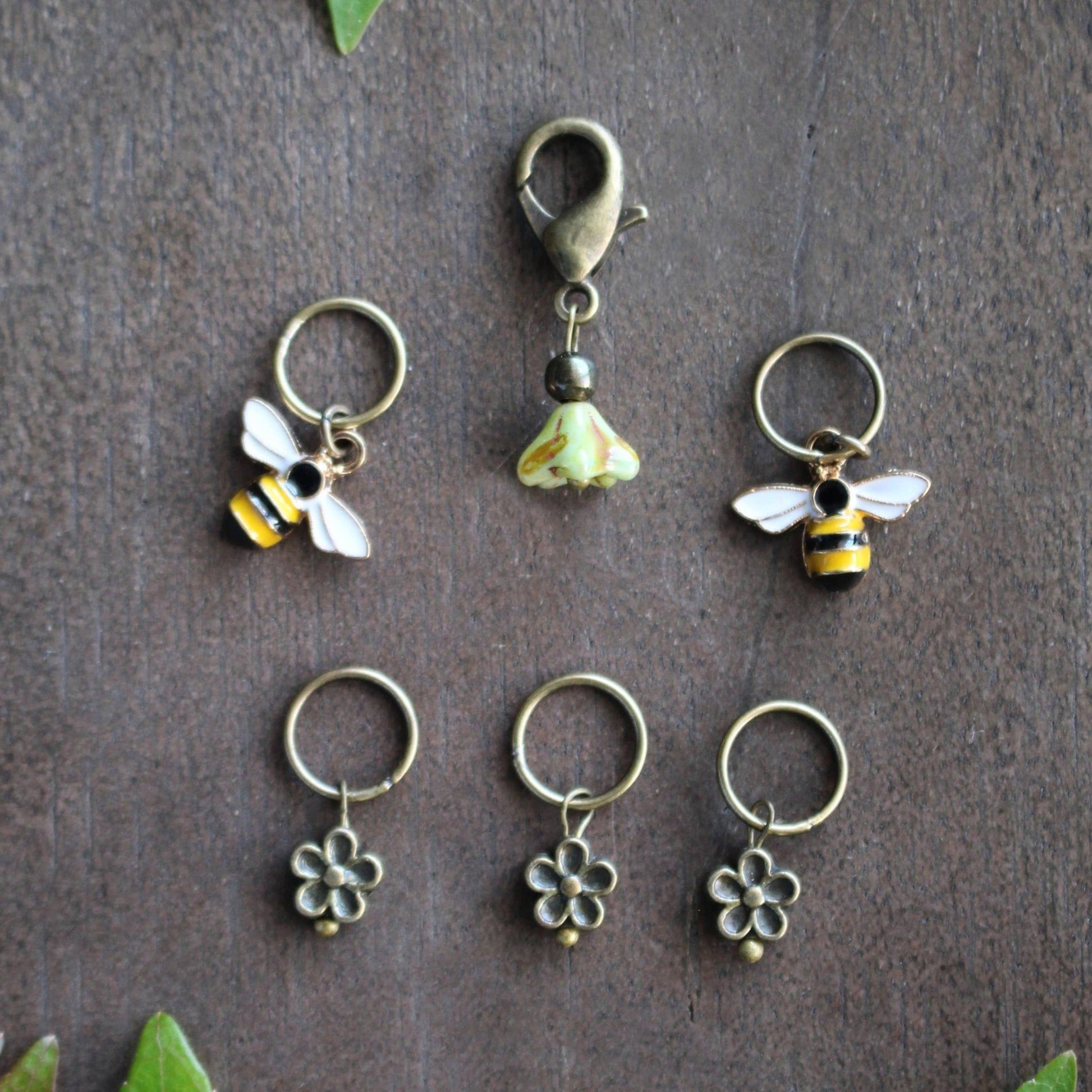 NNK Press-Bee and Bloom Stitch Marker Set-knitting notion-gather here online