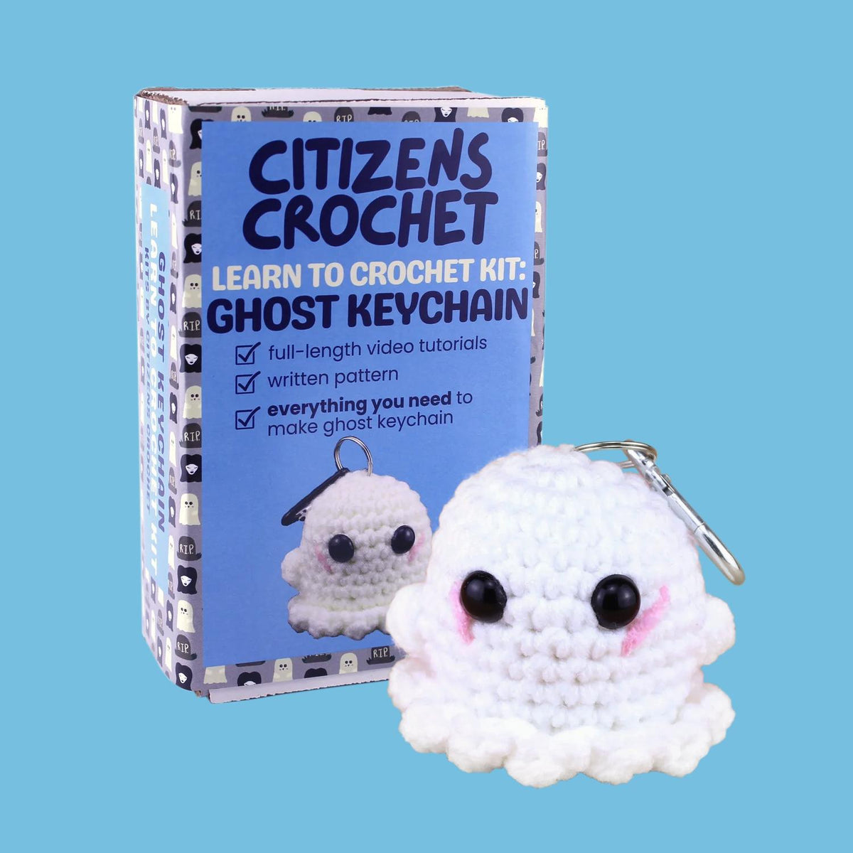 Citizens Crochet-Ghost Keychain Bag Charm - Beginner Crochet Kit-knitting / crochet kit-gather here online