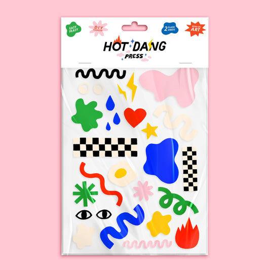 Hot Dang Press-Take Shape Iron-On Transfer Sheet Set-patches + pins-gather here online