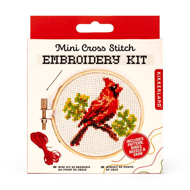 Kikkerland-Cardinal MiniCross StitchEmbroidery-xstitch kit-gather here online