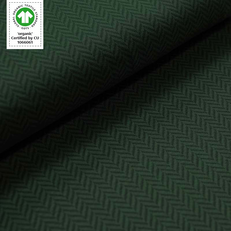 Stoffonkel-Organic Cotton Jacquard Knit - Forest Green Herringbone-fabric-gather here online