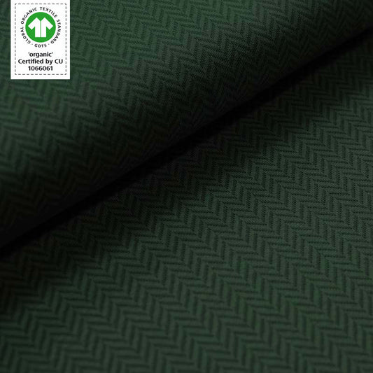 Organic Cotton Jacquard Knit - Forest Green Herringbone