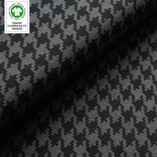 Organic Cotton Jacquard Knit - Black Houndstooth