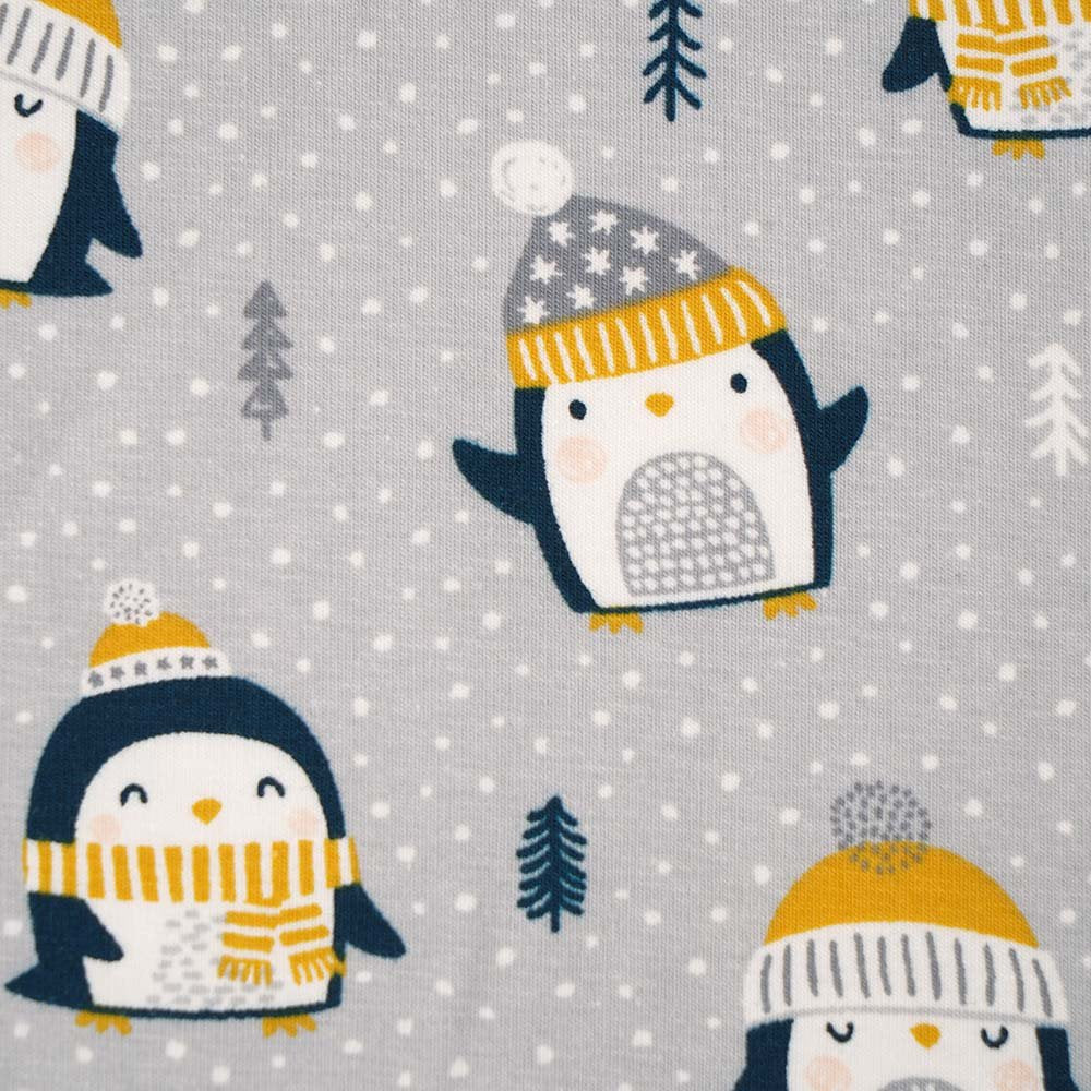 Stoffonkel-Organic Jersey - Penguins in the Snow-fabric-gather here online