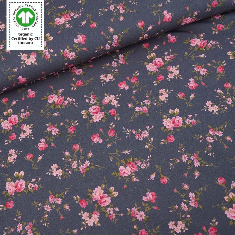 Stoffonkel-Organic Jersey - Roses on Navy-fabric-gather here online