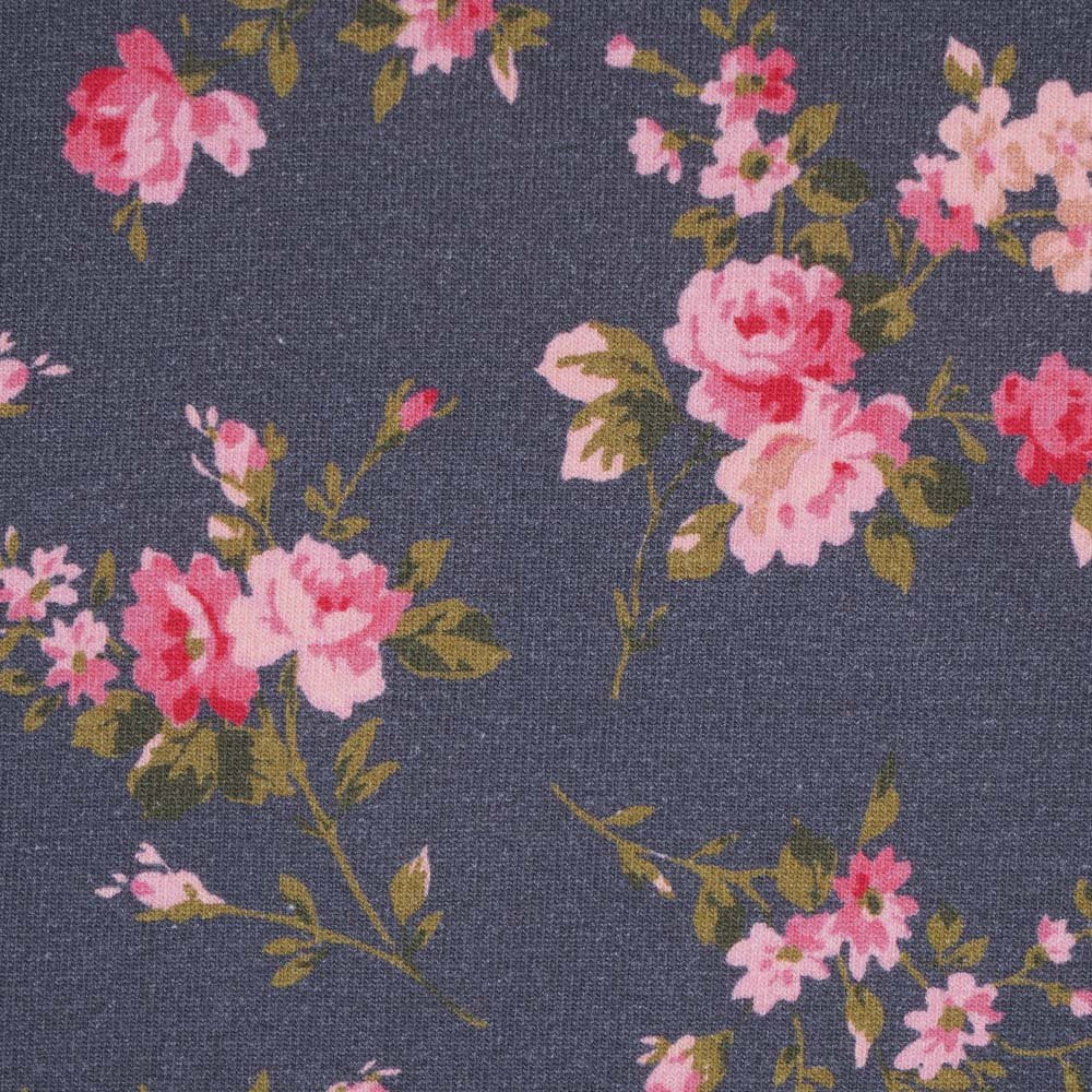 Stoffonkel-Organic Jersey - Roses on Navy-fabric-gather here online