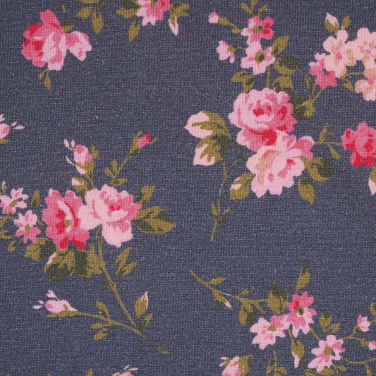 Organic Jersey - Roses on Navy